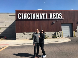 Doctor Hong outside Cincinnati Reds stadium