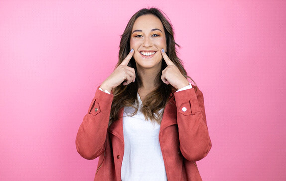 a closeup of a patient smiling